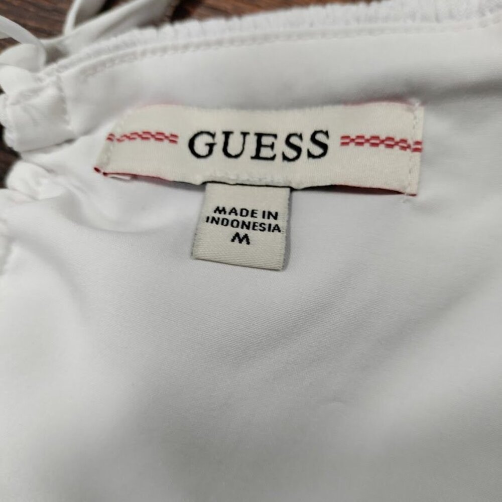 NWT Guess Gauzy Twee Y2k Cottagecore Smocked Mini Dress White Womens Size Medium - Picture 8 of 11